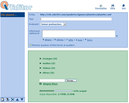 Edici� de les dades generals d'un quadern