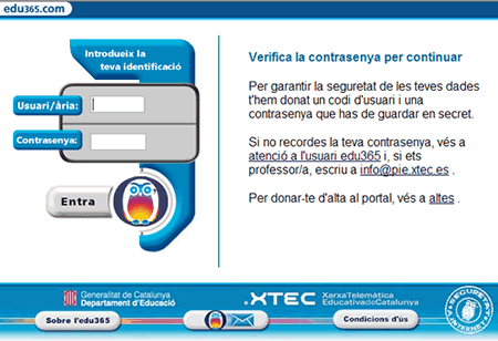 Autentificaci� de l'edu365.com