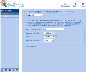 Pantalla de creaci� d'una pregunta de selecci� m�ltiple