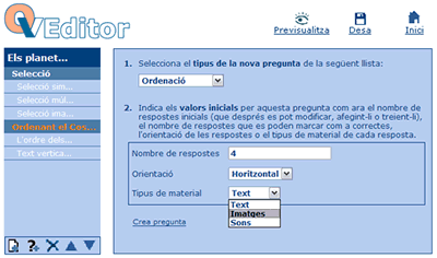 Creaci d'una pregunta d'ordenaci d'imatges