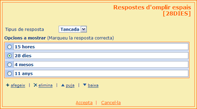 Respostes d'omplir espais