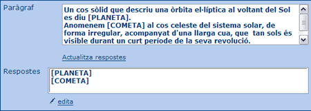 Pargraf amb el text i les incgnites