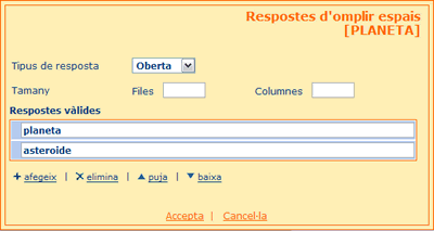 Respostes obertes d'omplir espais