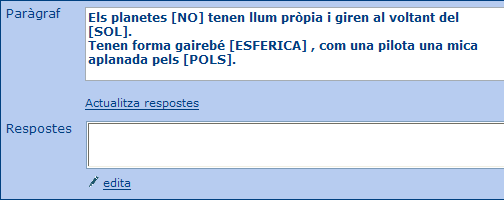 Pargraf amb el text i les incgnites