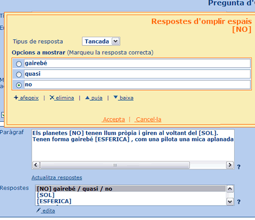 Redacci d'una incgnita quan la resposta s tancada