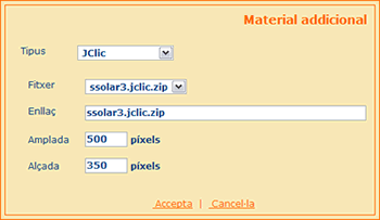 Pantalla d'edició de material addicional format per una imatge