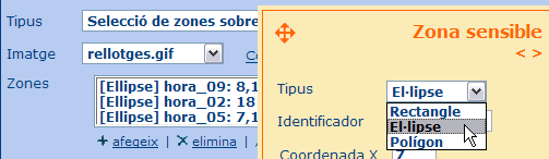 Exemple de pregunta amb zones amb forma geomtrica d'Ellipse