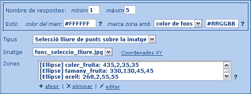Edici d'una pregunta de selecci lliure de punts sobre una imatge