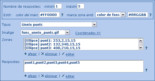 Edici d'una pregunta d'unir punts