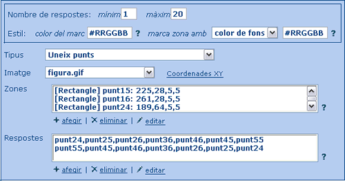 Edici d'una pregunta d'unir punts amb ms d'una resposta correcta