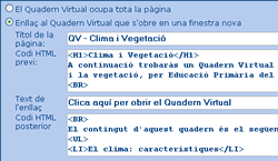 Paràmetres per crear un enllaç al quadern